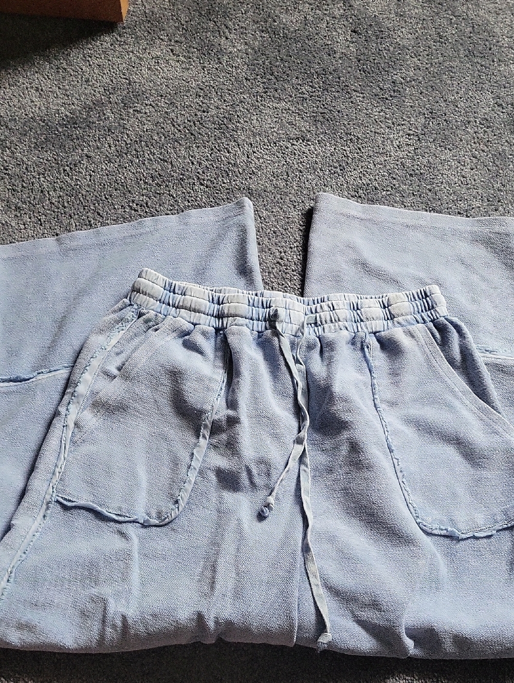 easel Washed Blue Smocked Drawstring Pants